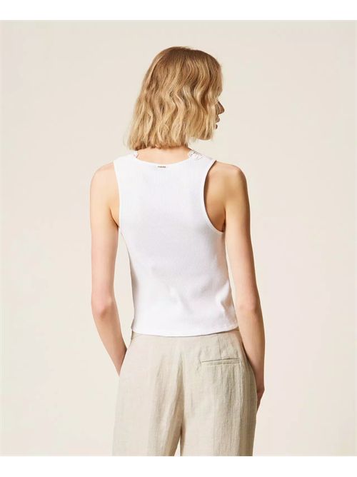 Top a costine con pizzo TWINSET | TT2360/00001